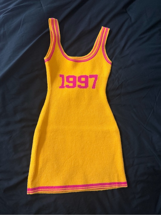 Fashion Nova Dresses & Skirts - Fashion Nova Yellow Knit Mini Dress with Pink Trim